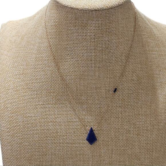 Lapis Lazuli and gold plated Delicate Pendant Necklace‎ - Picture 2 of 6